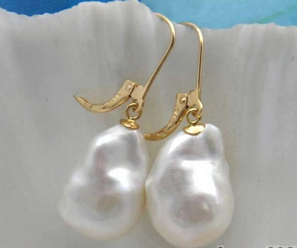 

hot sell new - free shipping 12836 baroque white reborn keshi pearl dangle earring