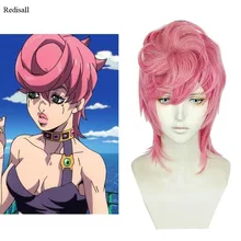 Аниме JoJo Необычные Приключения Золотой ветер Trish Una розовые волосы короткий парик термостойкие синтетические волосы для взрослых базовый парик+ булочка