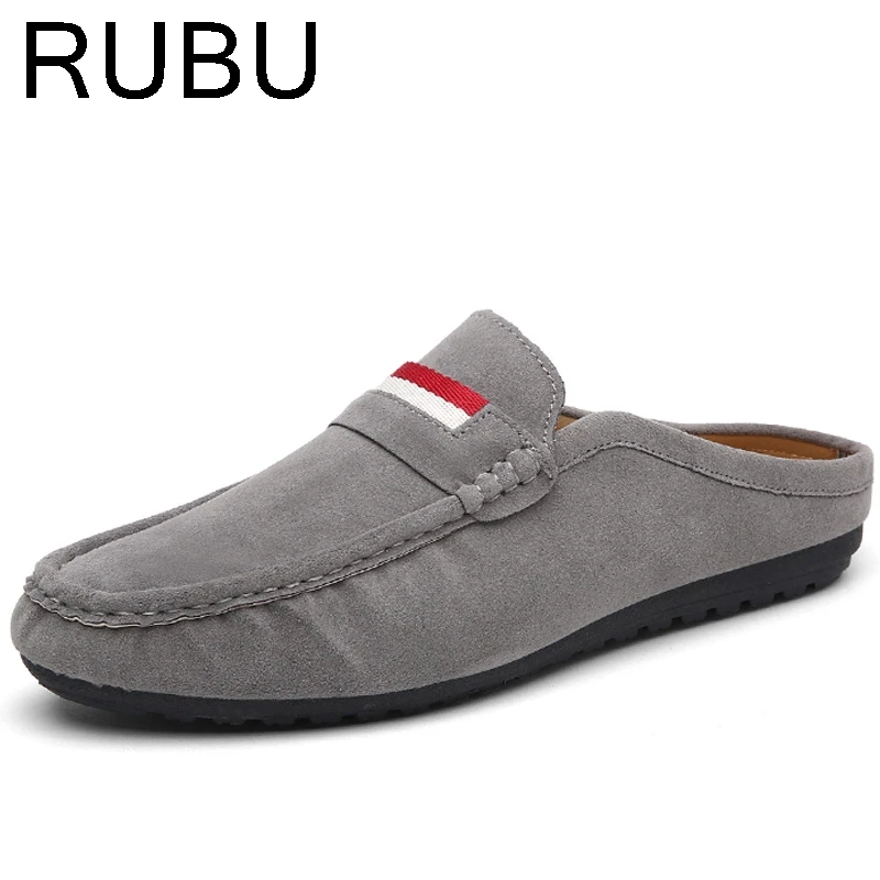 2017 Fashion Summer mens backless Moccasins men font b Loafers b font High Quality Casual Suede