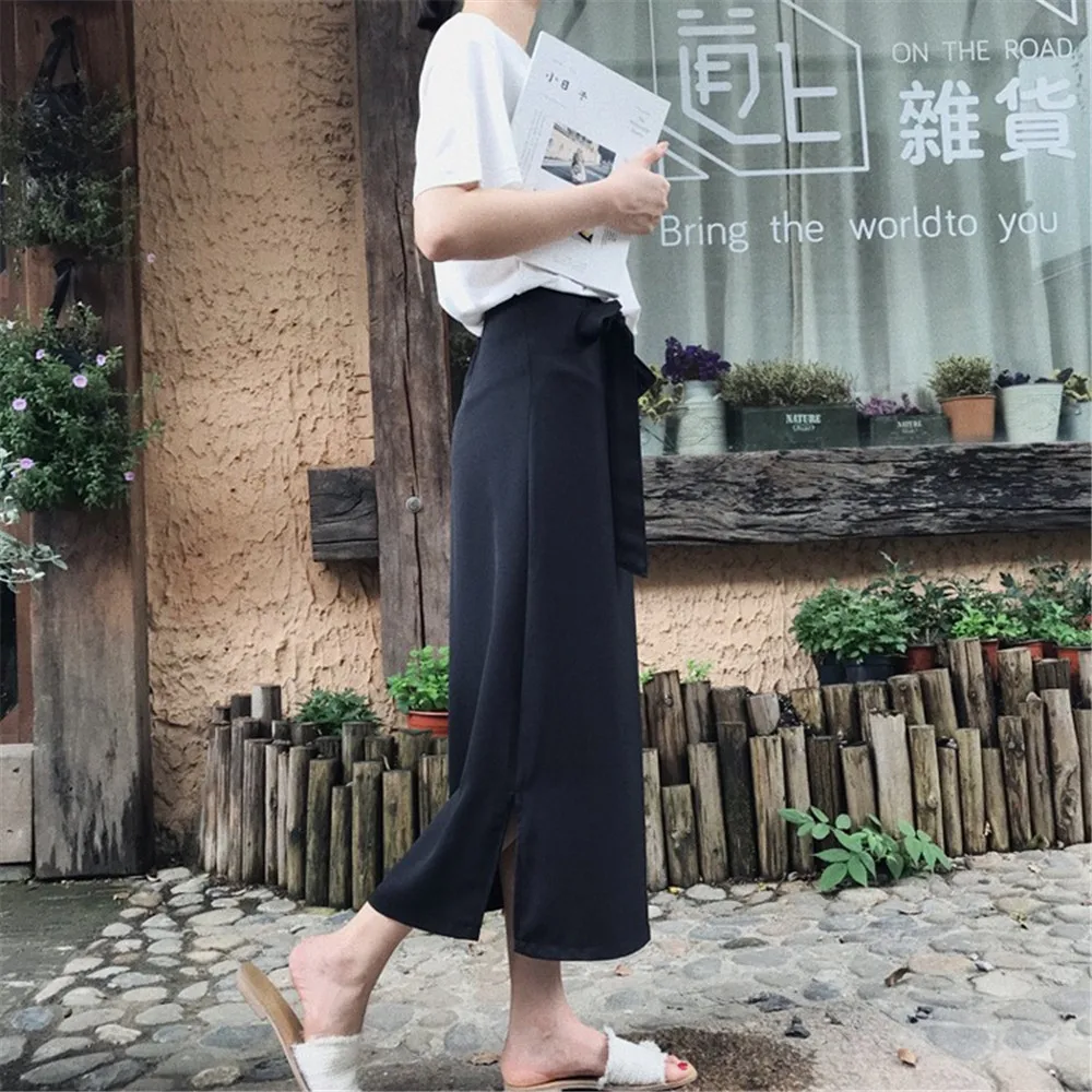HIGH QUALITY Belt&Zipper Chiffon Skirt 2018 Summer Vacation&Office&Casual Solid Skirt For Women Vintage Bandage Skirts Female (12)