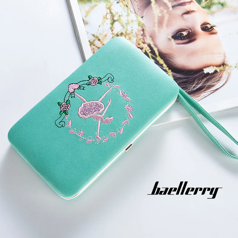 

Fashion Leather Wallet Female Wallet For Women Purse Long Clutch Embroidery Floral Women Wallets Card Holder Coin Purses WWS100