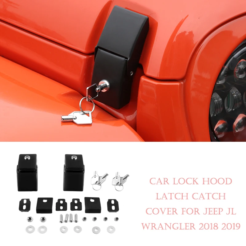 

Engine Cover Accessories For Jeep Wrangler JL 2018 2019 Car Lock Hood Latch Catch Cover Lock Hood Set With Key