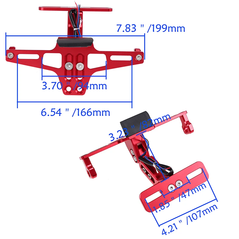 POSSBAY Универсальный CNC алюминиевый мотоцикл задний номерной знак красный оранжевый черный желтый держатель кронштейн с белым светодиодный свет