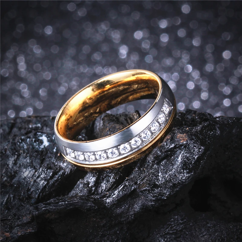 1 пара, набор колец для влюбленных пар, титановая сталь, обручальное кольцо Engaga, для мужчин, t Band, 6 мм, для мужчин, женщин, Alliance, с фианитом