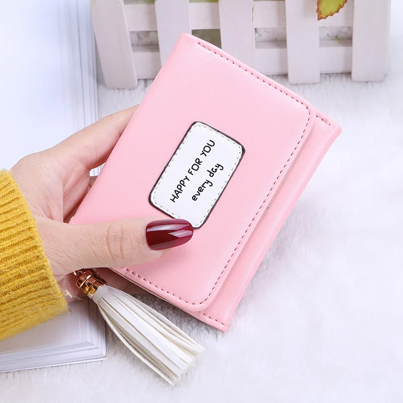 

Tri-Fold Short Wallet Women 2018 Hot Fashion Korean Style Cute Mini Letter Card Holder Purse Multifunction Clutch Bag Women New