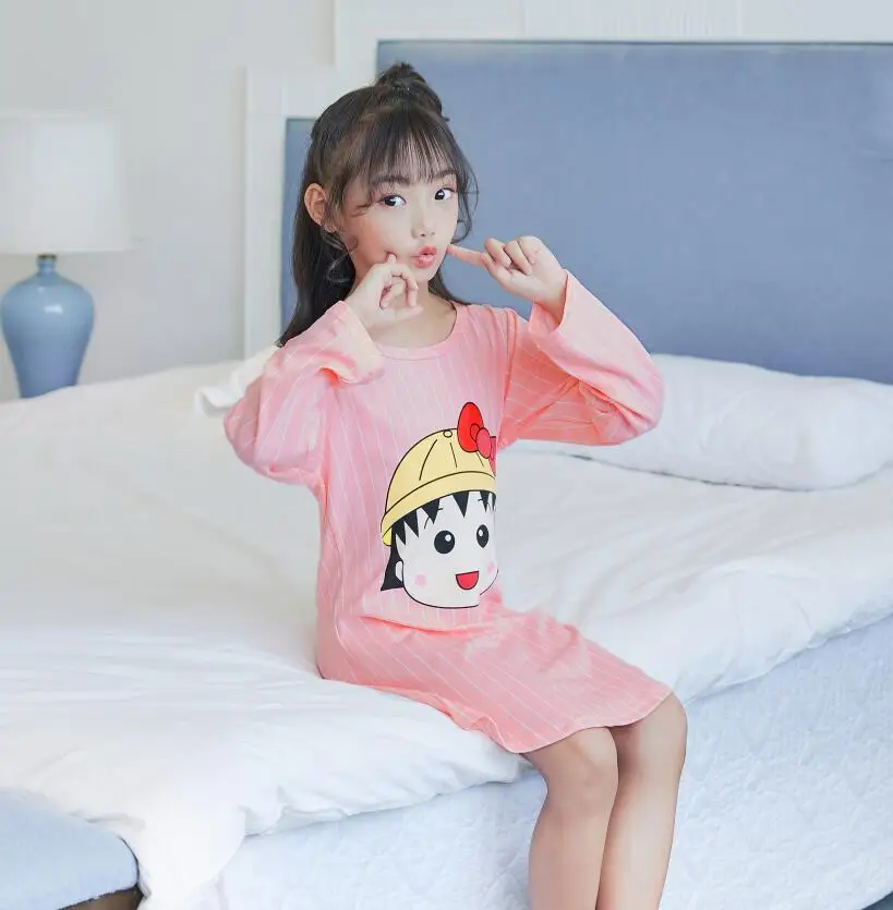 Новинка г., весенне-Осенняя детская хлопковая ночная рубашка с длинными рукавами детские пижамы с героями мультфильмов для девочек одежда для сна для малышей, платье - Цвет: model 12