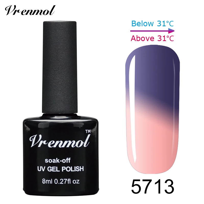 Vrenmol 8 мл изменение температуры Хамелеон Цветной Гель-лак для ногтей долговечный УФ-лак лампа лак для ногтей Гель-лак бесплатно DIY гель - Цвет: 5713