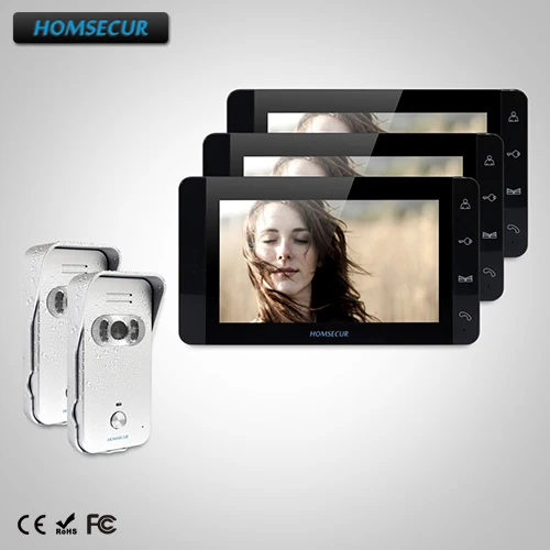 HOMSECUR 7 "Проводной Видео и Аудио Смарт дверной Звонок + Сенсорная Кнопка монитор для квартиры TC021-S + TM703-B