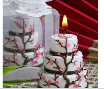 

wedding party favor candle gift for guests - Wedding candle Cherry Blossom Design Cake Candle Favor party presents 100pcs/lot