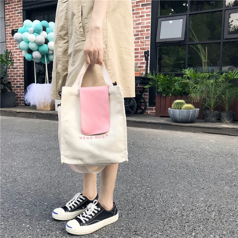 Menghuo Canvas Bag for Women 2018 Tote Ladies Casual Shoulder Bag Reusable Shopping Bags Beach Bag Female Cotton Cloth HandbagIMG_6254
