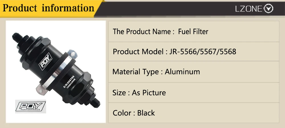 LZONE-PQY черный AN6/AN8/AN10 встроенный топливный фильтр E85 этанол с 100 микрон элемент из нержавеющей стали и наклейка на PQY
