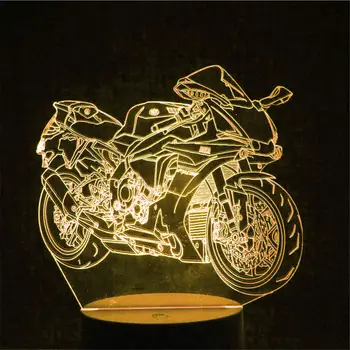 

3DLED night light motorcycle model energy saving bedside lamp decoration and remote control bedroom interior decoration _WK