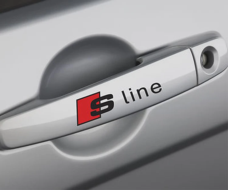 New 4pcs S LINE logo car door handle decals individual reflective