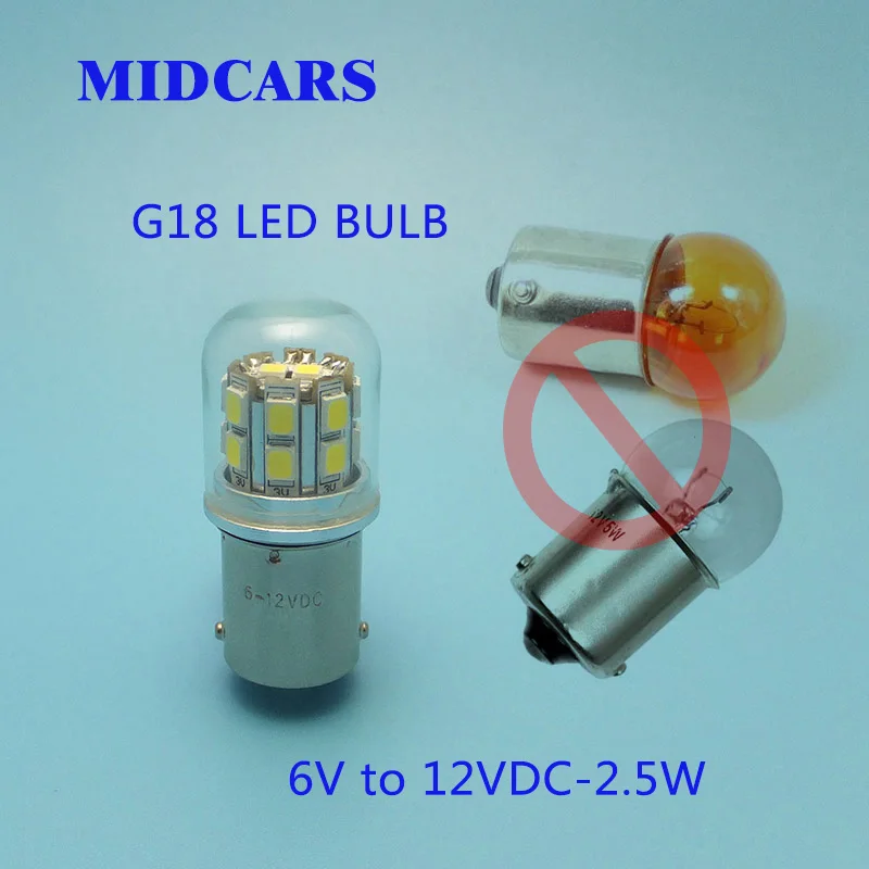 MIDCARS G18 BA15S 6V 12V R5W светодиодные лампы P5W стоп сигналы задние поворотные стояночный