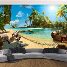 Beibehang обои пиратский корабль остров пейзаж фрески 3d ТВ фон обои домашний Декор Гостиная Спальня 3d обои