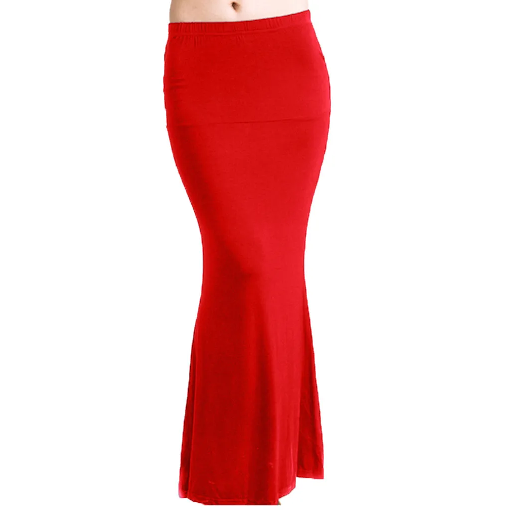Длинные юбки летняя стильная юбка женская майка в цыганском стиле облегающая женская юбка - Цвет: Red
