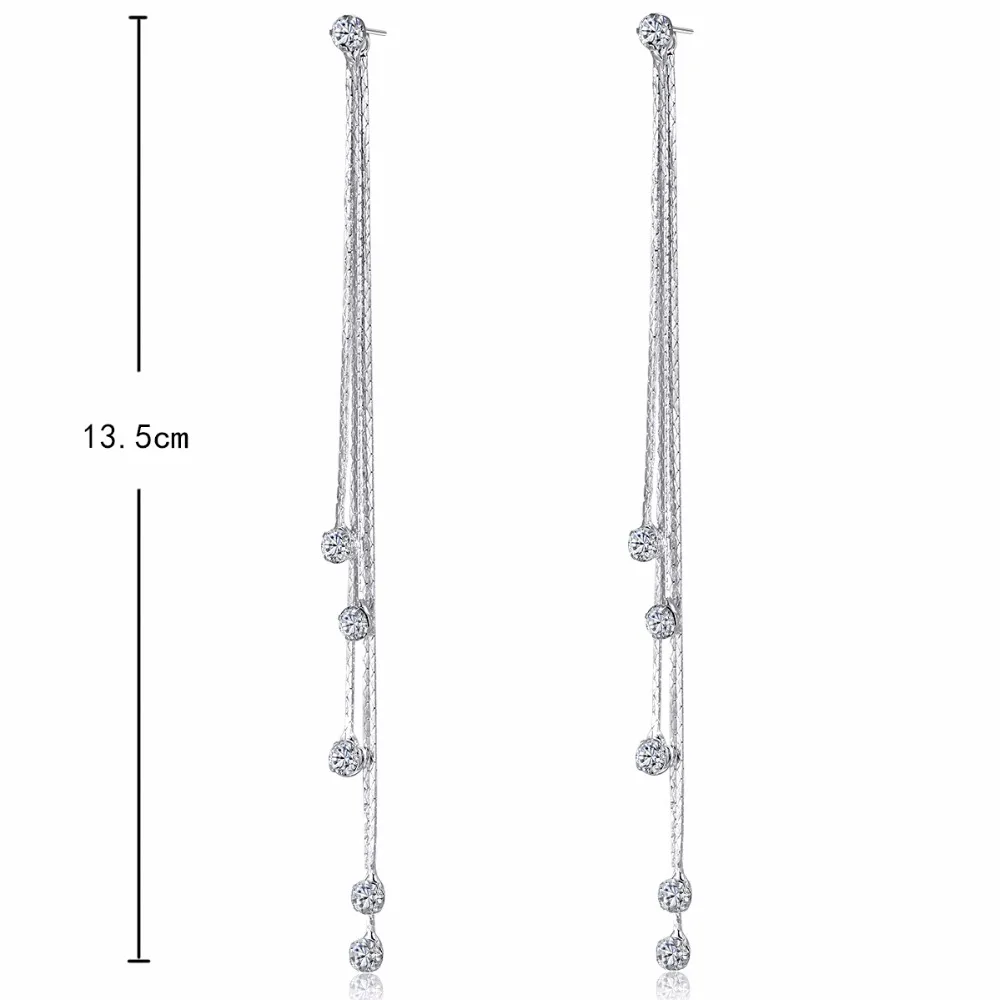 Jiayiqi 2017 Brand New Fashion Rhinestone Crystal Drop Earring Statement Dangle Long Tassel Earrings Pendientes Summer Style