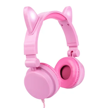 

Cat Ear Headphones Cute Foldable Dynamic Circle Wired Headset with LED Flashing Glowing Light Family and Friends Gift