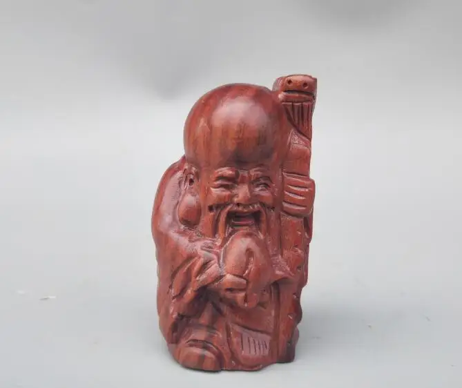 Chinese wood carving longevity Buddha small statue | Дом и сад