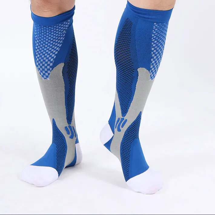New Men Professional Compression Socks Breathable Travel Activities Fit for Nurses Shin Splints Flight Women Compression Socks - Цвет: Blue