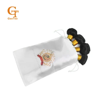 

Customized logo Virgin human Hair extension bundles packing satin bags, personallity brand name women hair packaging silk bags