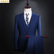 Новое поступление мужской костюмы частей тонкий комплект одежда жениха высокого качества торжественное платье куртка жилет и Штаны Зимняя Мода Большие размеры S-6XL