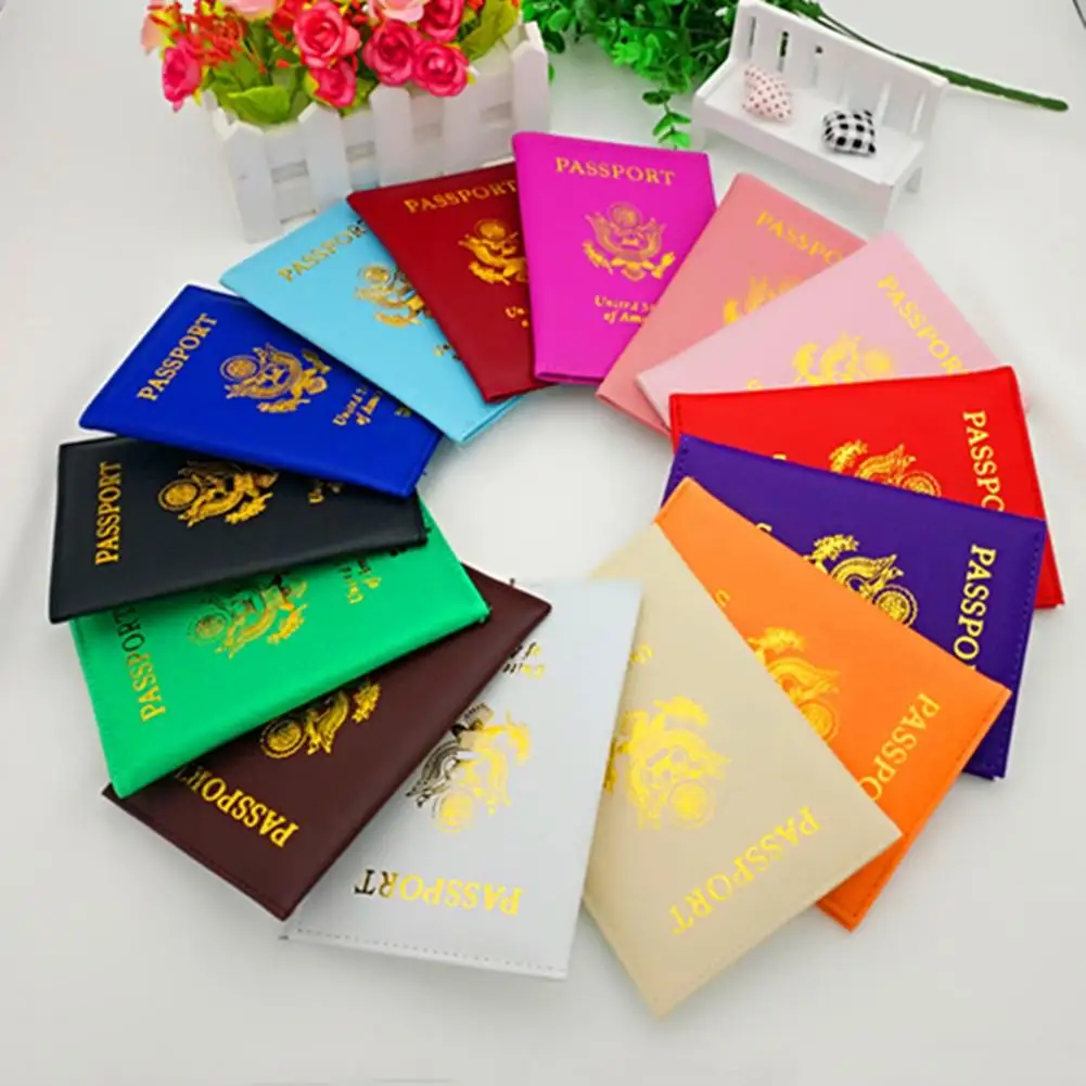 

Leather Travel USA Passport Case ID Card Holder Cover Organizer