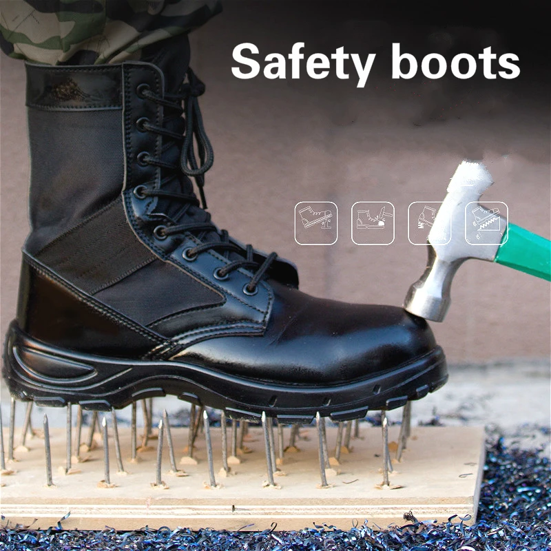 

Men's winter high-steel steel toe cap safety boots light cold cold waterproof welding site work cotton shoes