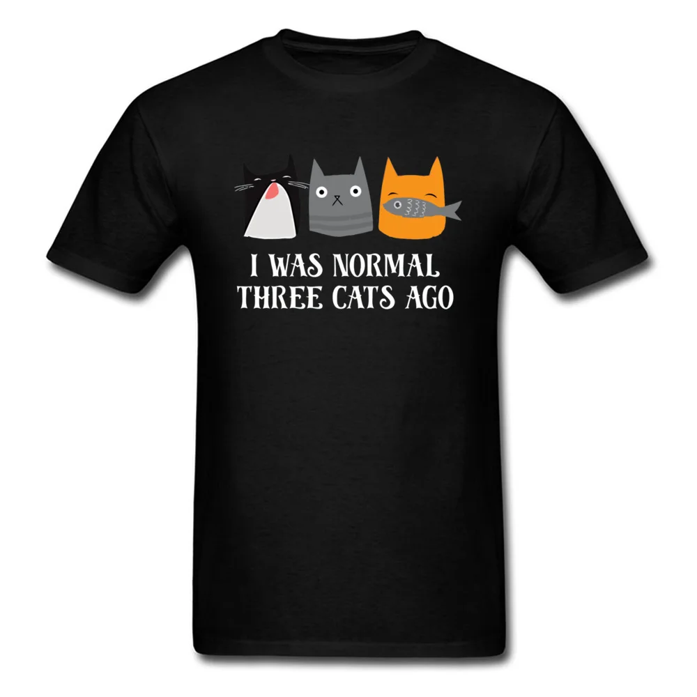 Мужская футболка с забавным котом папой темно синие футболки надписью I Was Normal Three