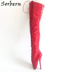 Sorbern/пикантная обувь для подиума, Сапоги выше колена для женщин, балетки на каблуке, яркие цвета, женская обувь и сапоги, сапоги с