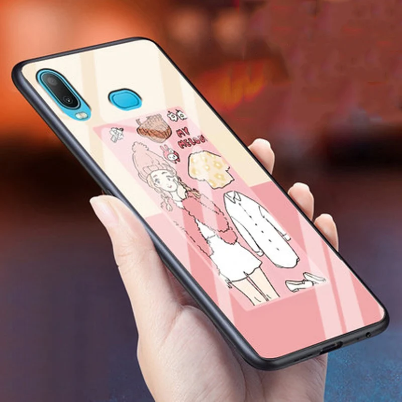 Роскошный чехол из закаленного стекла для Samsung Galaxy A6s мягкий силиконовый с