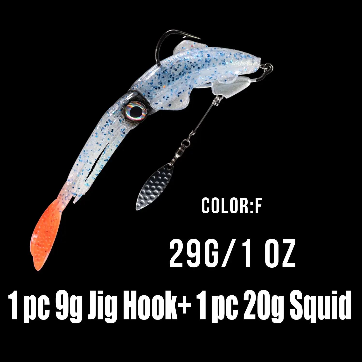 1 piece 20g Saltwater Squid Soft Bait 3D Eyes Glow Octopus Fishing Lure  with 9g Blade Fishing Hook For Sea Fishing - AliExpress