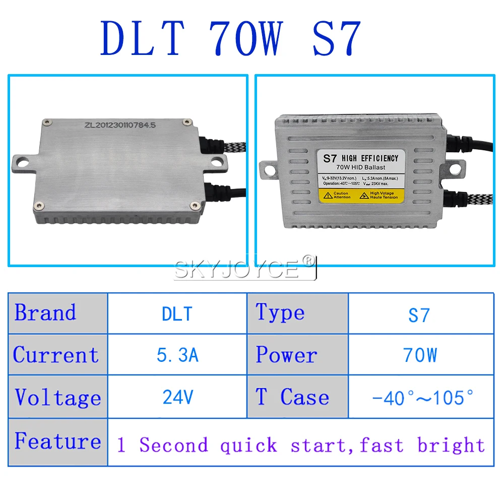 SKYJOYCE HID Xenon Ballast DLT 24V 70W Fast Bright Quick Start Xenon Bulb Ignition Block DLT Slim Ballast S7 For Xenon HID Lamps (12)