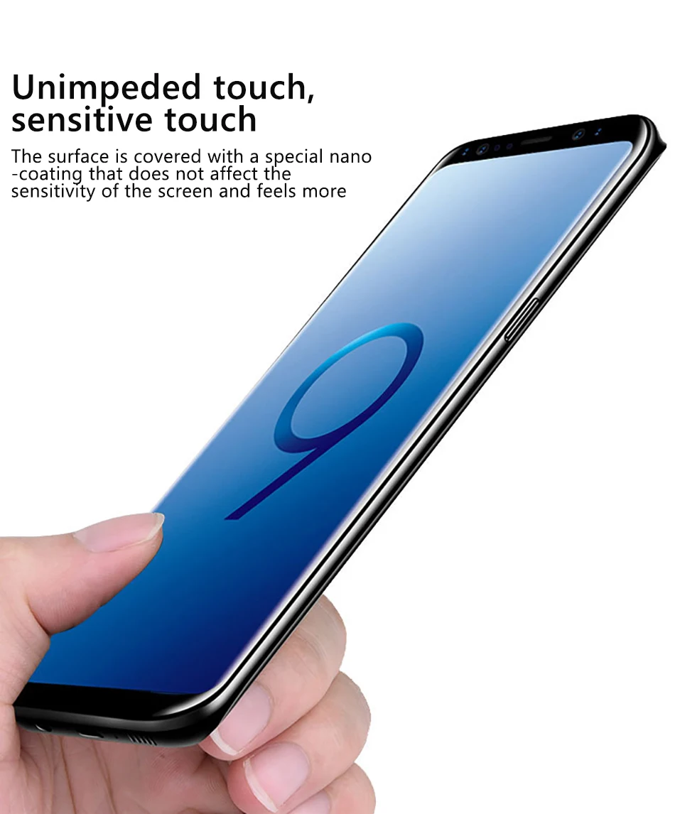 !ACCEZZ Curved Coverage Tempered Glass Film For Samsung S8 S9 Plus Note 8 Anti-fingerprint Protector Screen Front Clear Films (6)