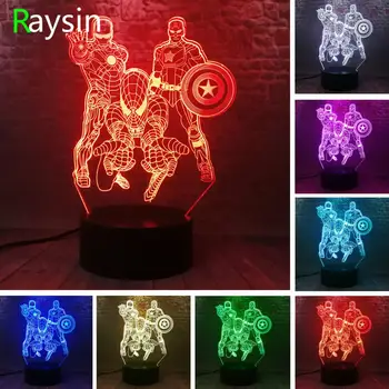 

Amroe 3D Marvel Heroes Night Lights for Kids 7 Colors LED Illusion Bedroom Table Lamp Spiderman Captain America Ironman Gifts