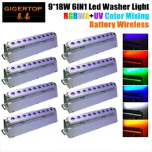 TIPTOP 8 XLOT 6в1 работающий от аккумулятора беспроводный светодиодный сценический светильник Настенный светильник 9 шт. 18 Вт RGBWA УФ-светодиоды встроенный D-Fi 2,4 г приемопередатчик