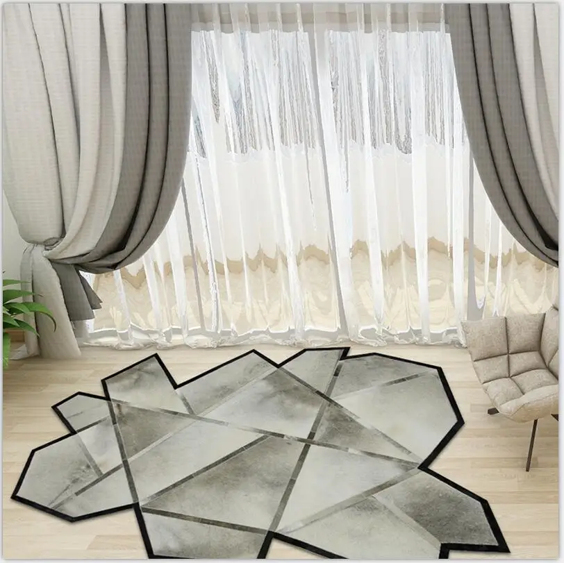 Special Shapes Fashion Leather Cowhide Carpet Patchwork Rug