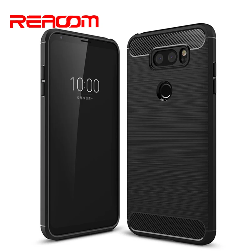 

REAOOM Soft Silicon Case for LG V30 Coque Carbon Fiber Anti Knock Phone Cover for LG Q6 Q7 G6 V30S K8 K10 2018 Q Stylus TPU Case