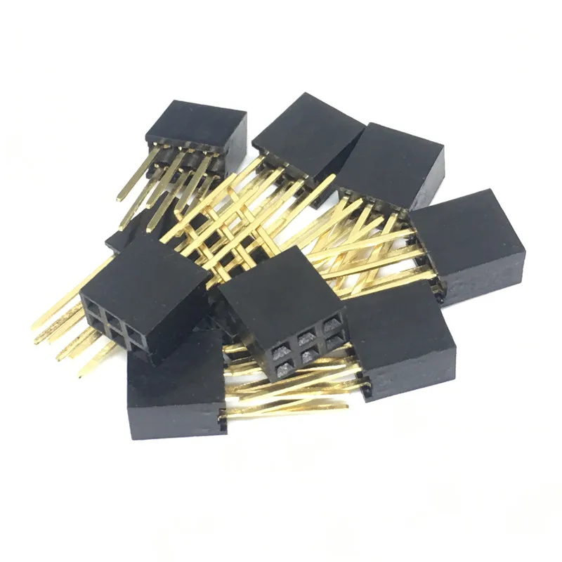 

5pcs Stackable Header Double Row 2x3 (total 6pin) 2.54mm Pin Length 11mm Gold Plating