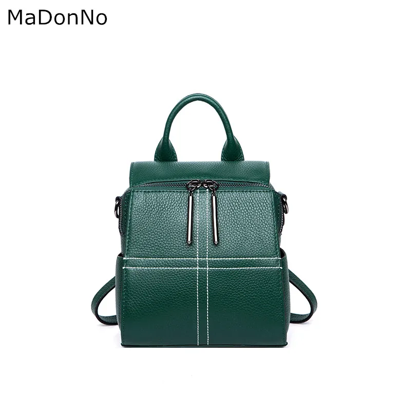 

Madonno Brand Fashion Women Cowhide Leather Backpack Softback Polyester Lining Double Shoulder Strap Mini Backpack TBG004