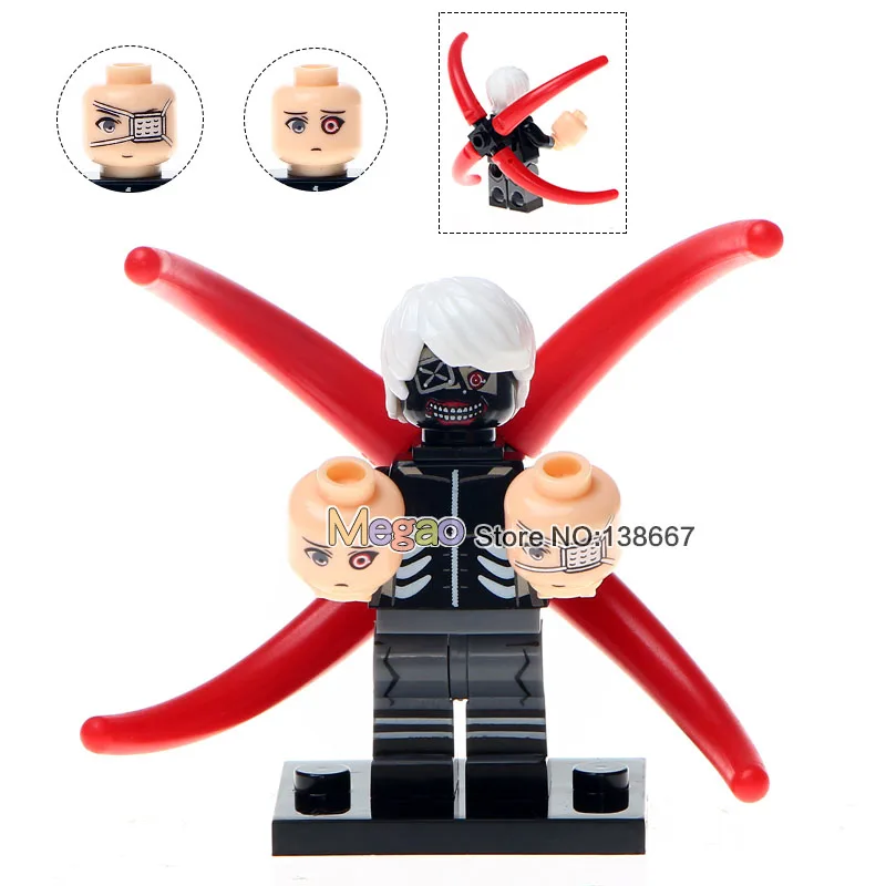 

Drop Shipping Single Sale WM358 Tokyo Ghoul Kaneki Ken Kaneki WITH MASK Three Head Building Blocks Children Gifts Toys