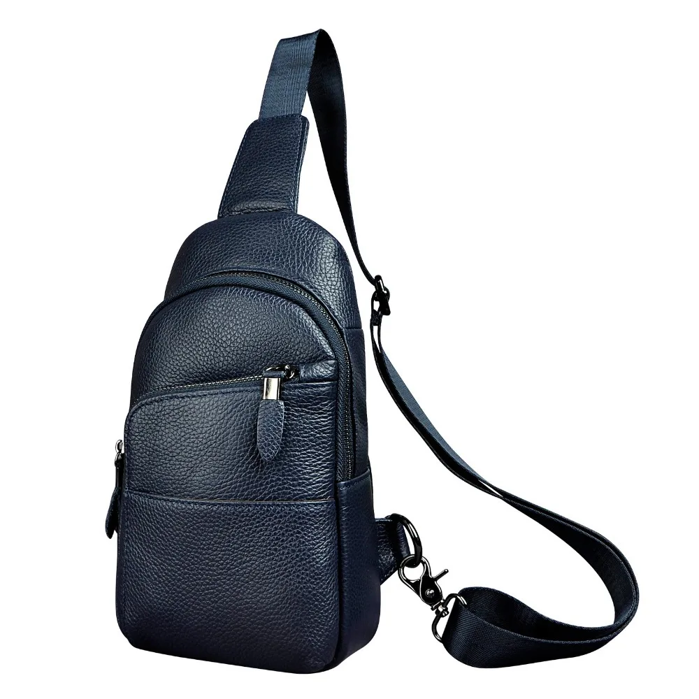 Men Real Leather Casual Fashion Waist Pack Chest Bag Design Sling Bag One Shoulder Bag Crossbody ...