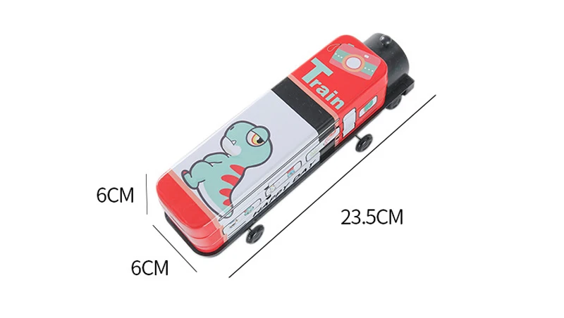 1 шт цвет случайный большой емкости мультфильм комикс поезд металлический пластиковый двухслойный пенал для карандашей ручек коробка детский подарок школьные награды