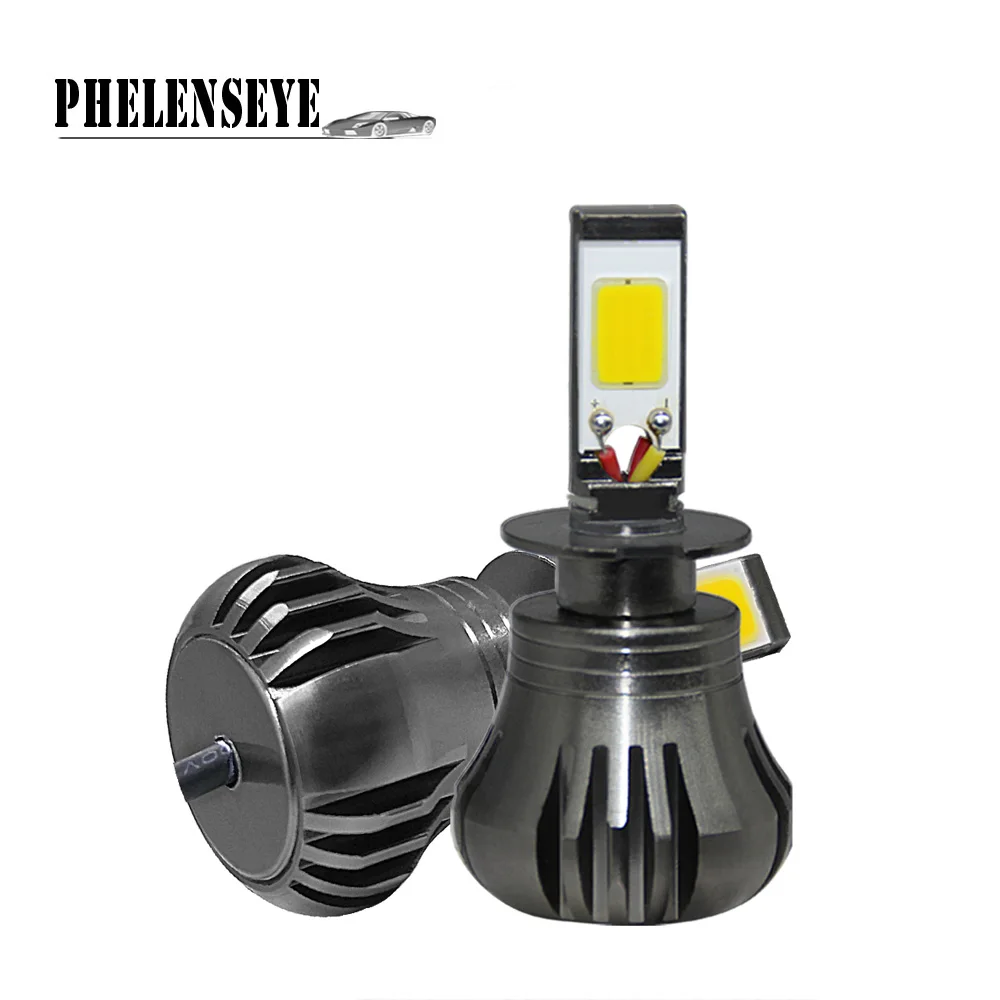 PHELENSEY Car H3 h8 h9 H11 880 801 светодиодные лампы Противотуманные фары 80 Вт 9600LM двухцветные