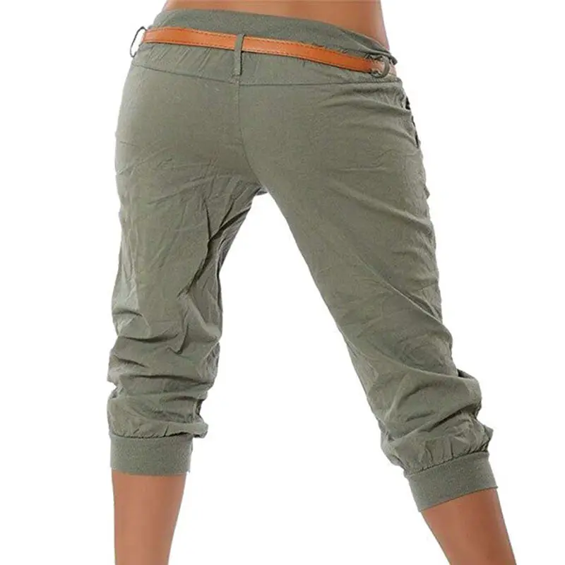 Capri Pants Women Fashion Streetwear Casual Solid 34 Harem Pants Low Waist Slim Black Pencil Pants Clothes Plus Size S-5Xl (6)