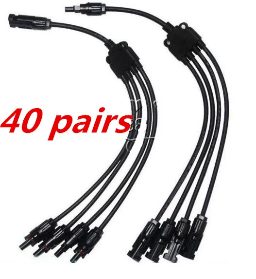 

40 Pairs/Lot MC4 Branch Y Adapter Connectors Female /Male (1 to 4 ) Solar Connector For Solar Panels Cable