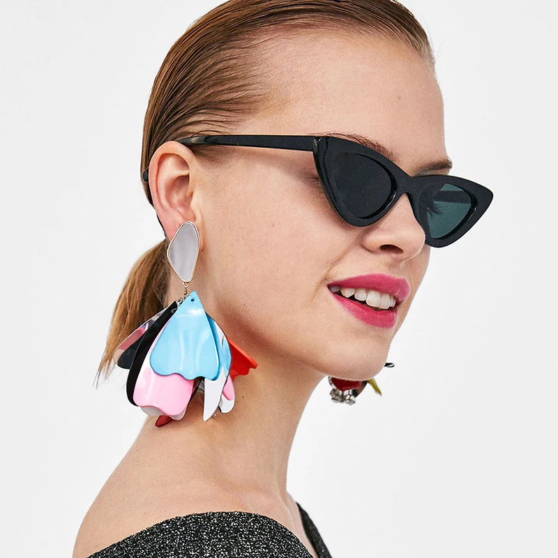 

FASHIONSNOOPS Charm Fashion Bijoux Boho Flower Statement Earrings Maxi Dangle Drop Earrings for Women Trendy Wedding Jewelry