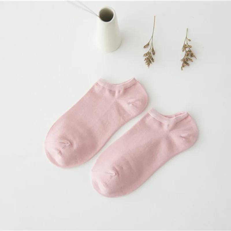 5 пар, женские носки, повседневные, милые, хлопковые, дышащие, яркие цвета, модные, короткие носки, женские носки, короткие Тапочки - Цвет: J Dark Pink