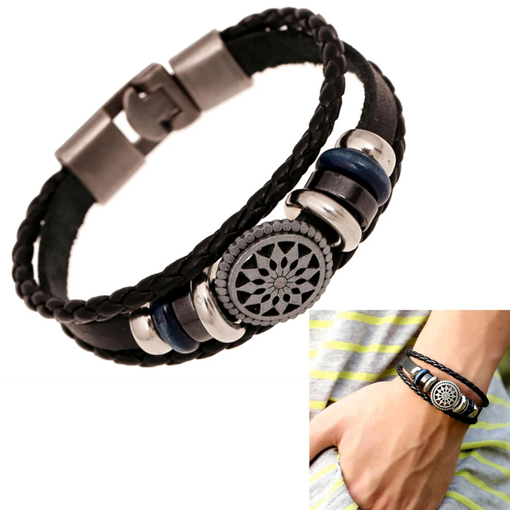 

Women Men Faux Leather Cute Cool Braided Cuff Bracelet Jewelry Punk Wristband