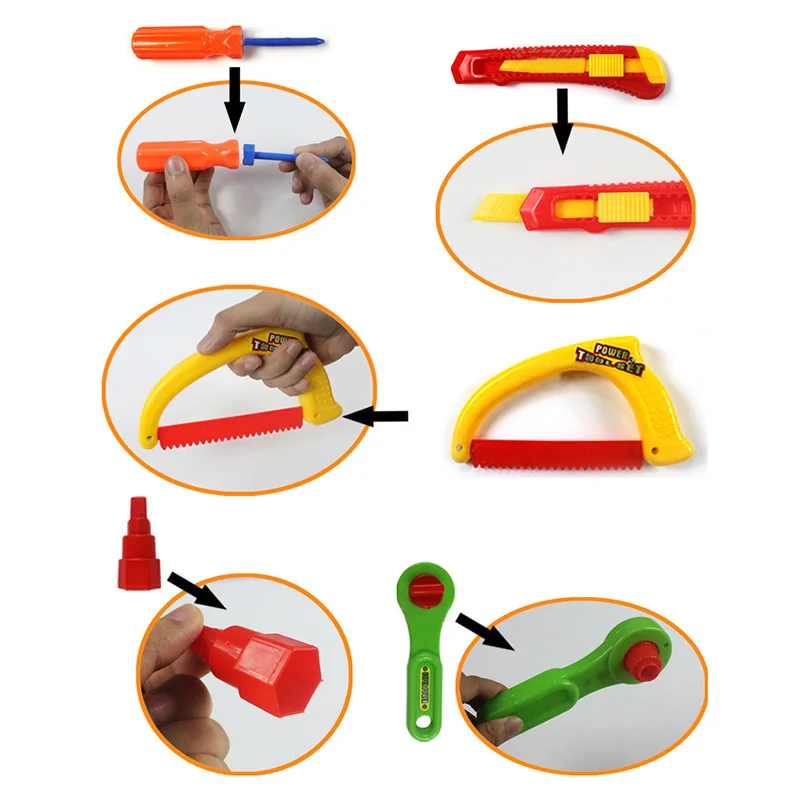 32 шт./компл. DIY Творческий Кирпич игрушка набор, коробка с инструментами, инструменты для обслуживания Портативный инструментов моделирования Ремкомплект для детей раннего развития детей смешные на открытом воздухе